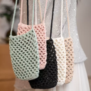 Cross-body Wool Woven Hollow Vacation Net Pocket Mobile Phone Bag